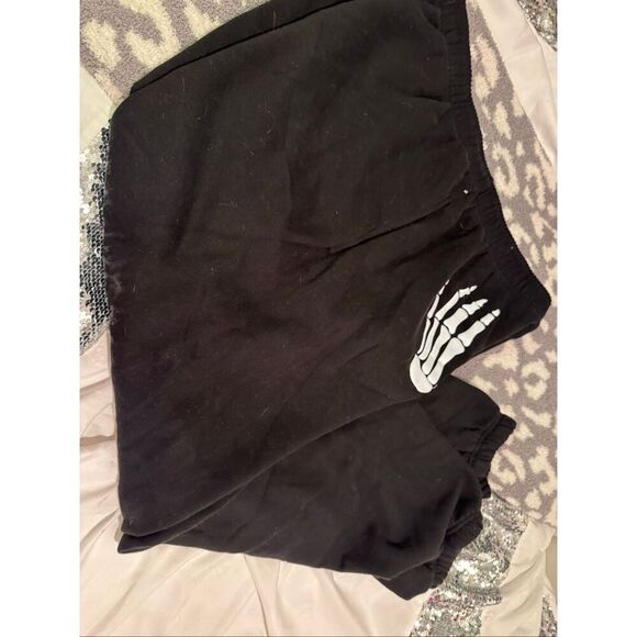 VS pink halloween 24 white skeleton hands sweatpants black campus joggers XL plu - Picture 6 of 8